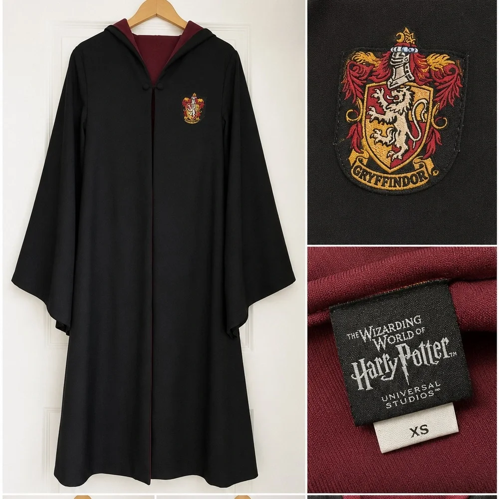 Harry Potter Gryffindor Wizarding World Robe - Black with Maroon Lining Adult XS
